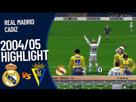 Real Madrid vs Cadiz 2004/05 highlights | Zidane Beckham great goals | PES 5