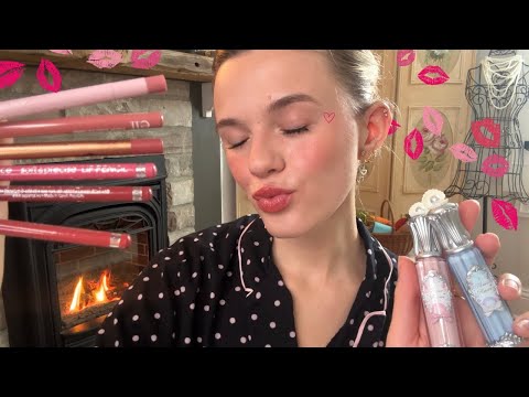 ASMR For Charity 💋 Fireside Lip Product Collection, Kisses, & Whispers