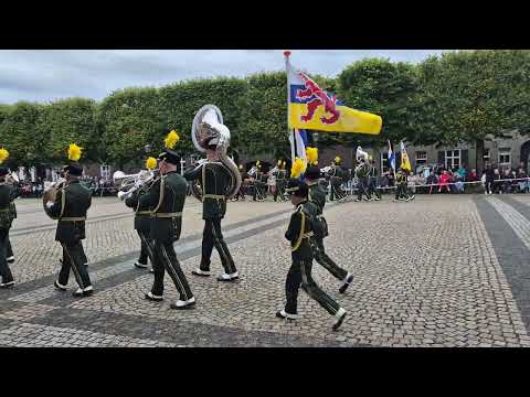 Taptoe Wessem 2024. Jachthoorn en trompetterkorps St Willibrordus en Prima Verde (percussie) Meijel