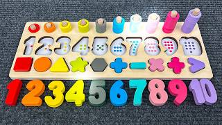 Find the Missing Numbers and Shapes with a Montessori Activity Puzzle  | Preschool Toddler Learning