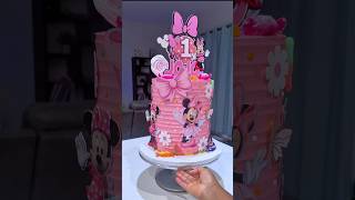 Pink Minnie Mouse Cake for Baby Girl’s First Birthday #1stbirthdaycake #minniemouse #kidscake