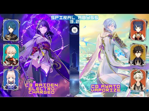 C3 Raiden Electro Charged & C0 Ayato Vaporize floor 12 abyss 3.2 9 Stars