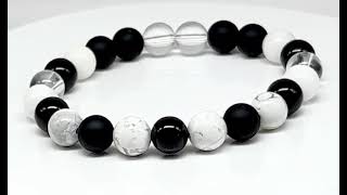 Minerální náramek křišťál, onyx, jadeit, obsidián, howlit - SEN - žena