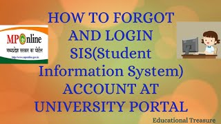How to Forgot SIS (student information system) Login credential