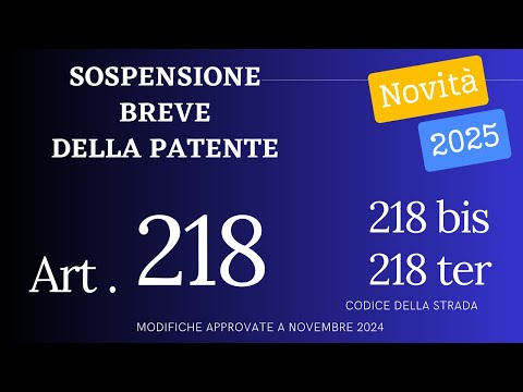Sospensione breve della patente - patente a punti | RIFORMA CODICE DELLA STRADA 2025