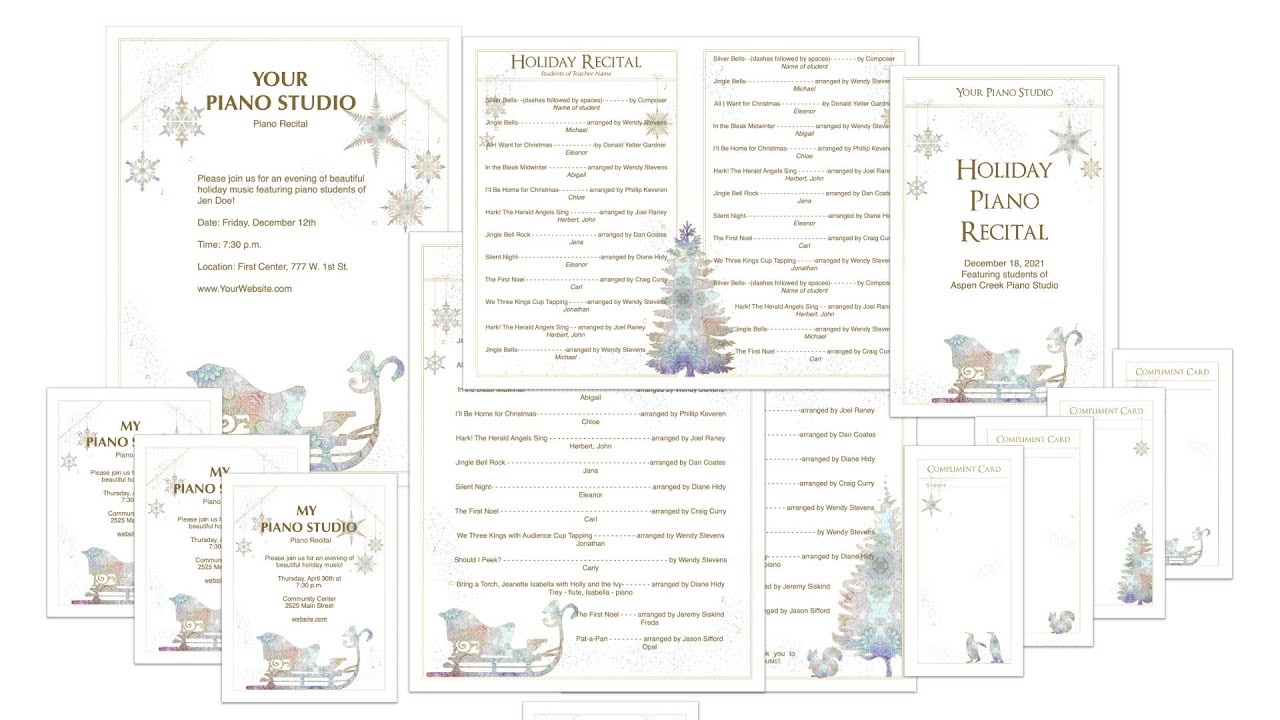 Golden Winter Recital Program - Editable!