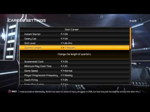 Setup video (Madden NFL 15 Connected franchise "My player" ep. 1)