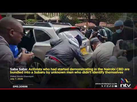 Activists who had started demonstrating in Nairobi CBD are bundled into a Subaru by unknown men