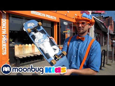 Blippi Learns Skateboard Tricks | @Blippi | Moonbug Literacy