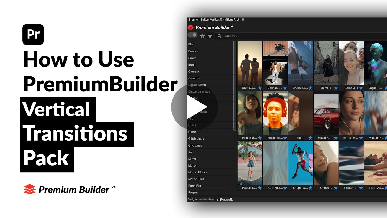 Vertical Transitions Pack EG Tutorial  (Premiere Pro - Premium Builder Extension)