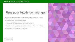 EXCEL et les plans pour l'étude de mélanges - Étape 06