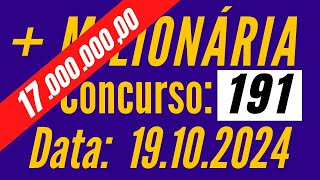 Resultado da Mais Milionaria 191, Mais Milionária de hoje, Mais Milionaria 19/10,
