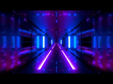 Tunnel Corridor Sci-fi Neon Lights Background - 1 Hour