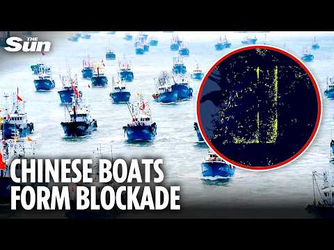 Moment THOUSANDS of civilian Chinese fishing boats line up in huge ‘Taiwan blockade drill’