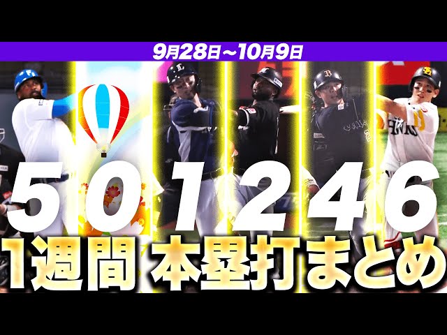 【9/28-10/9】本塁打“全18弾”まとめ【F5E0L1M2B4H6】