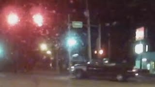 Pickup truck driver decides to turn the other way instead.