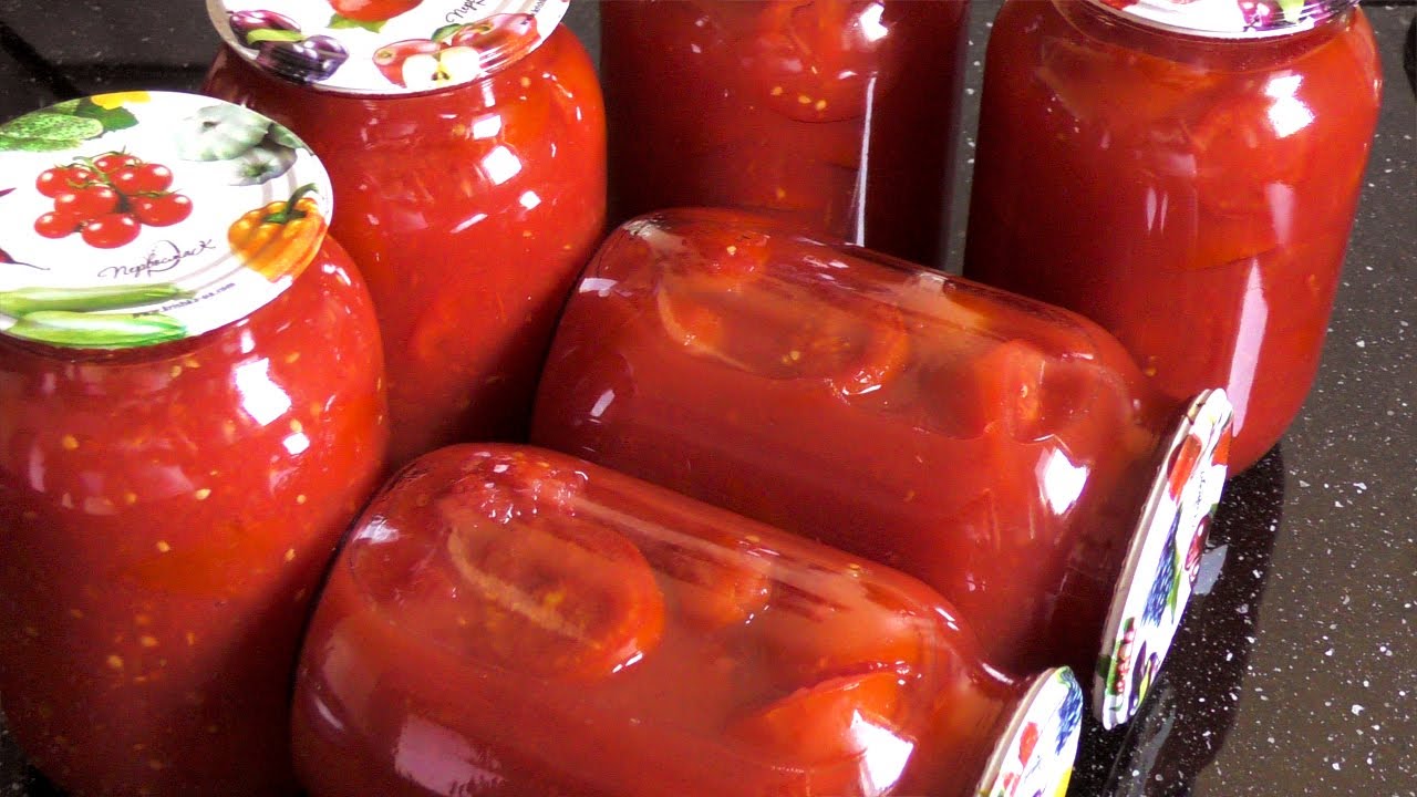 Ленивые помидоры в своем соку без уксуса, без стерилизации, на зиму.