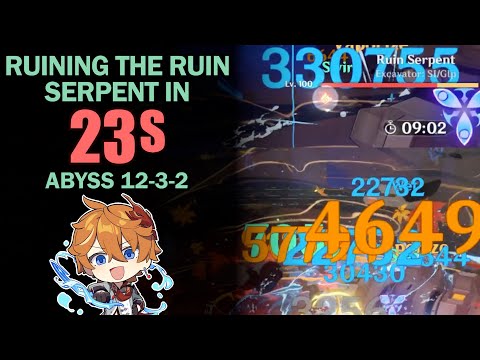 CHILDE INTERNATIONAL RUINING THE RUIN SERPENT IN 23s 😎 2.8 Abyss 12 Speedrun | Genshin Impact