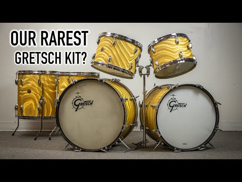 1960s Gretsch Gold Satin Flame "Double Bass" Drum Set image 25
