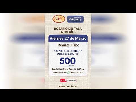 Remate Físico - Rosario del Tala (E.R.) - 500 Cabezas