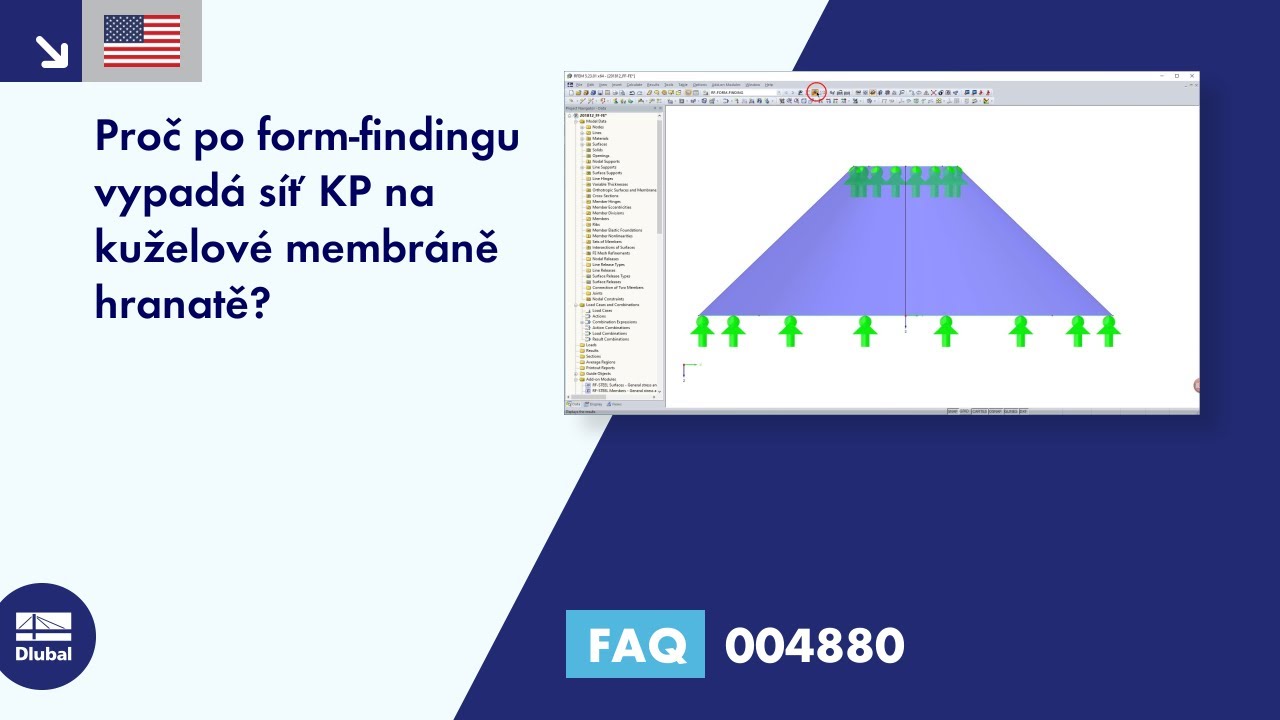 FAQ 004880 | Proč po form-findingu vypadá síť KP na kuželové membráně hranatě?