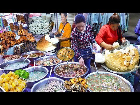 Cambodian Night Street Food Compilation - Grilled Fish, Chopped Pork Organs, & More