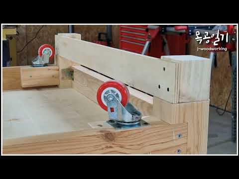 Unshakable work bench / Caster Installation Idea for solid work bench / woodworking