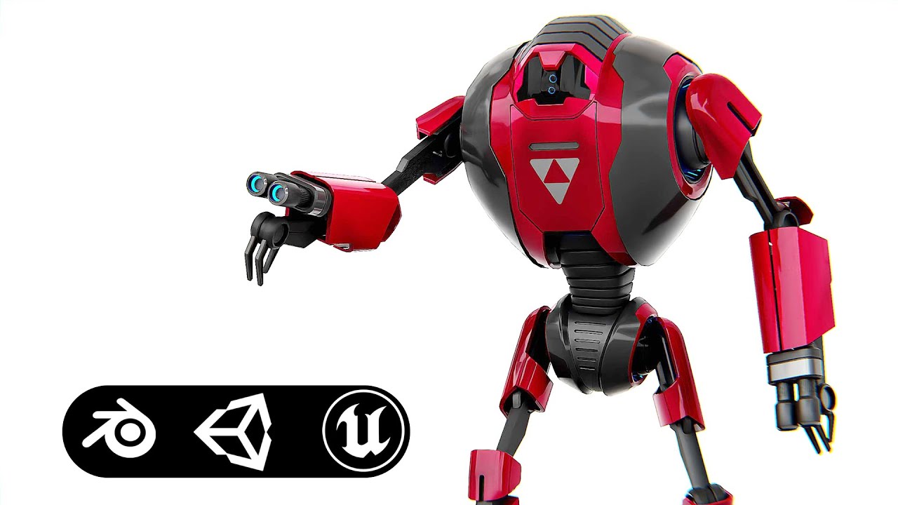 Military Droid F-50 Auto-Rig Pro Rigged For Mixamo Unreal Engine Unity 3D Model