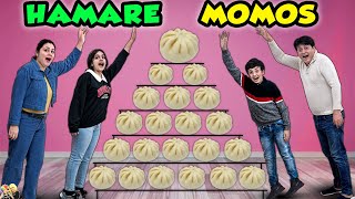 HAMARE MOMOS | Family Comedy Eating Challenge | Momos Challenge | Aayu and Pihu Show
