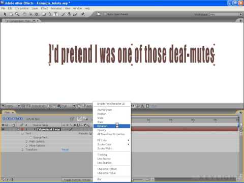 Kurs After Effects II.  30.  Przegląd animowanych parametrów tekstu