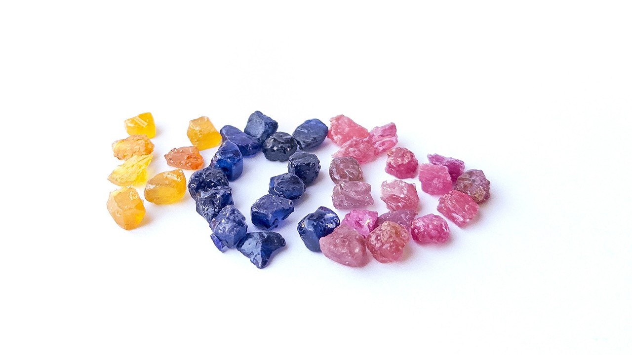 Multi Precious - Ruby,Blue & Yellow Sapphire | Undrilled Rough | 6-8mm Bead Size | 35 Pieces | 100 Carats video