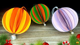 DIY How to make Honeycomb Ball Ornament (Two- Tone) | Paper Crafts | Christmas Craft Ideas🎄
