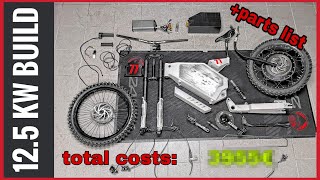 Ebike build 72v 12,500 Watt  ( SABVOTON72150 - qs273 ) parts list - costs