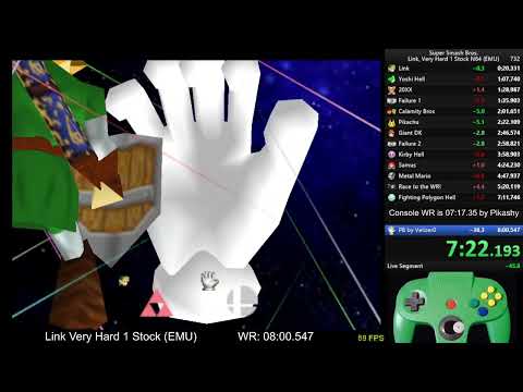Super Smash Bros. Link, Very Hard 1 Stock No Continues - 07:58.240 (EMU) [WR]