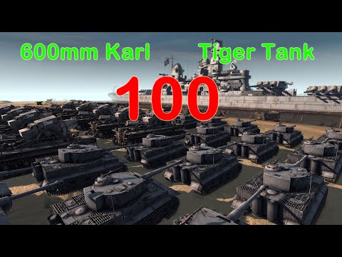 100 TIGER TANK 10 KARL GERAT vs IOWA BATTLESHIP - OMAHA BEACH - Assault Squad 2