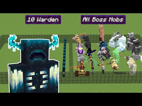x10 warden vs all most powerful boss mobs | Minecraft Mob Battle