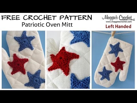 Patriotic Oven Mitt Free Crochet Pattern - Left Handed