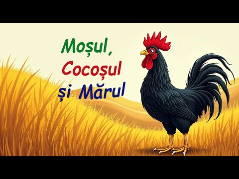 Moșul, cocoșul și mărul. Povestea lui Moș Andrei, un bătrân sărman nevoit să-și vândă cocoșul.