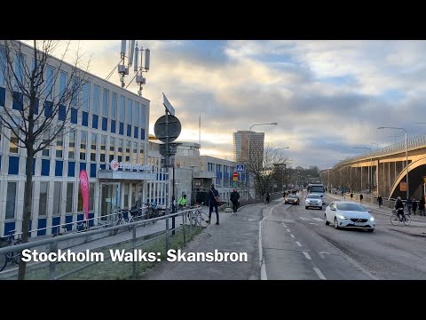 Stockholm Walks: Skansbron in morning rush hour, February 2020