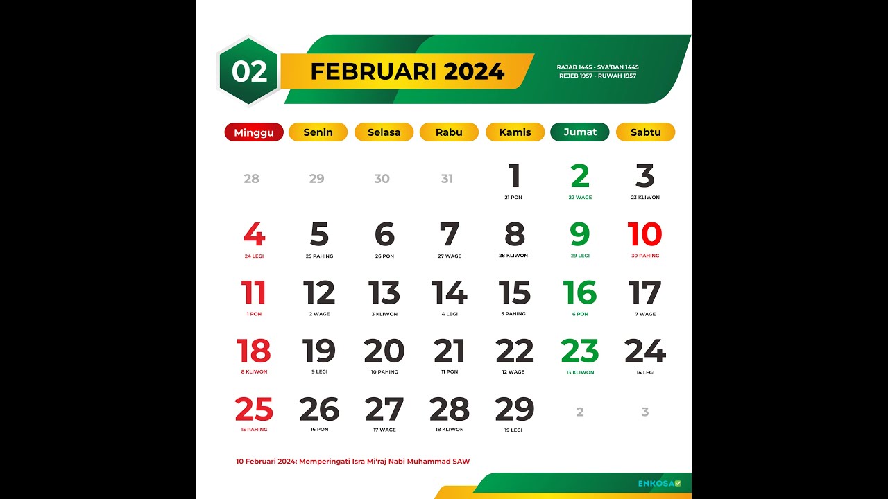 Kalender Masehi Februari 2024 dan Hari Libur