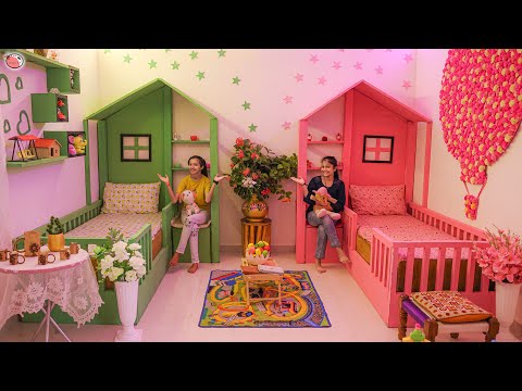2 Sisters ❤️ BedRoom Makeover - On Her Choice[Green & Pink] 👉(Most Beautiful) #Love #Fun