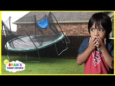 Scary Storm blew away our trampoline and Lights Went Out with Ryan's Family Review
