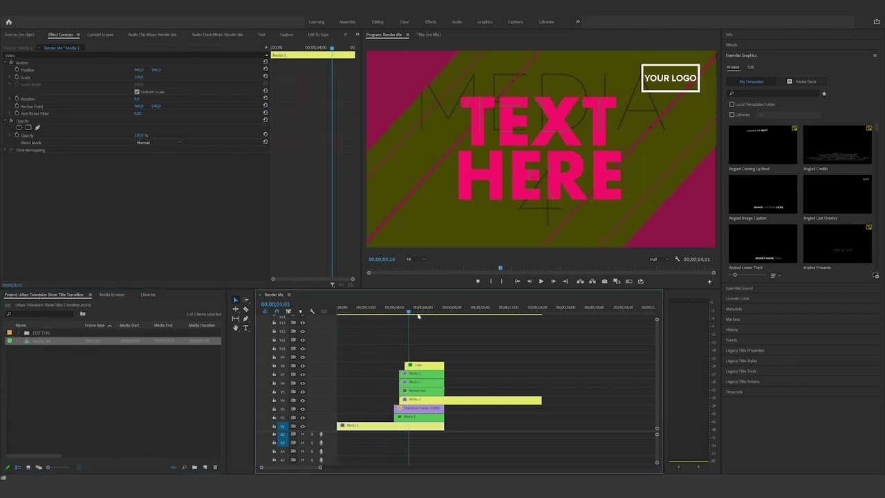 How to edit the Urban Television Show Title Transition in Premiere Pro