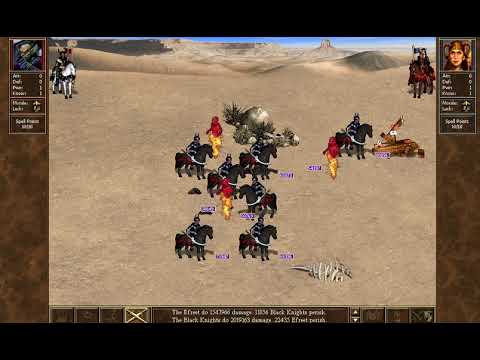 Heroes III   Black Knights vs Efreet 99999 of each unit