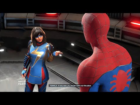 Ms. Marvel Tells Spider-Man To Take Off His Mask and Show His Face Scene - Marvel's Avengers