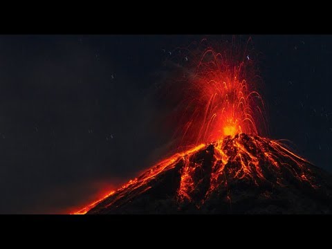 [10 Hours] Erupting Volcano at Night REAL TIME - Video & Audio [1080HD] SlowTV
