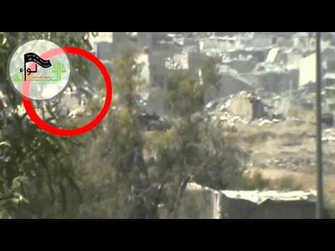 عطب دبابة واستهداف الجنود أثناء محاولتهم الهروب منها من قبل لواء العدالة في الغوطة الشرقية