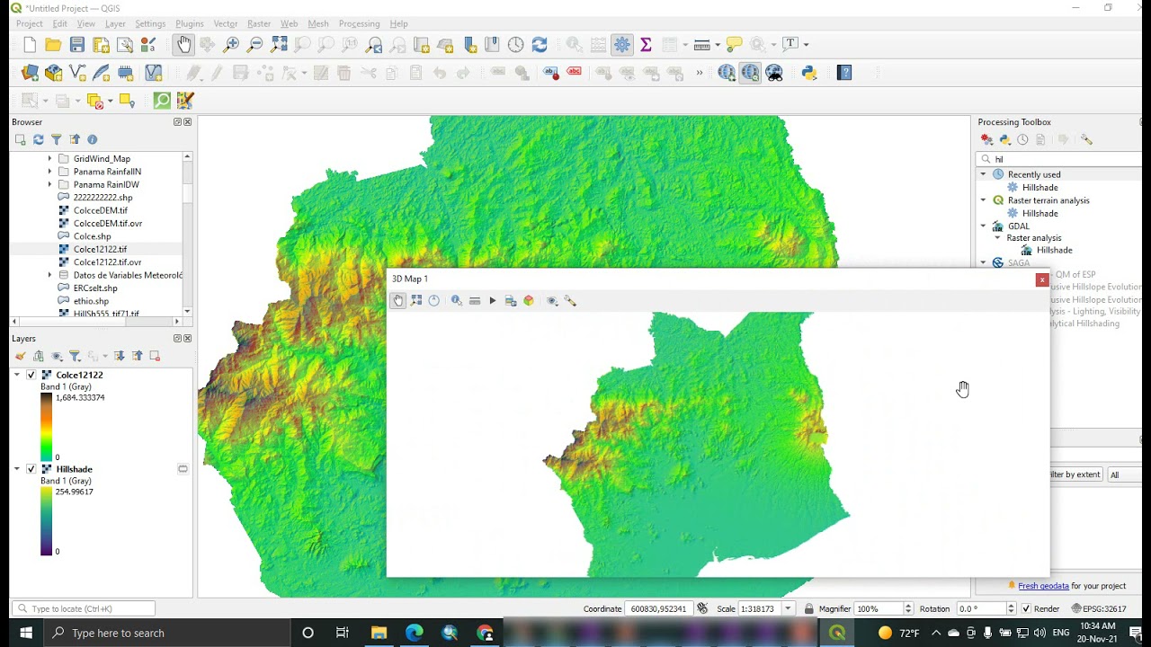 How to create 3D topographic map in QGIS