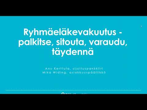 Ryhmäeläkevakuutus - palkitse ja sitouta työntekijäsi
