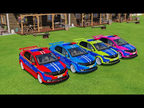 TRANSPORTING COLORED DACIA LOGAN CARS WITH TRUCK - Farming Simulator 22